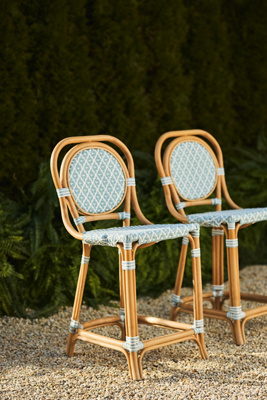 Anthropologie Coastal Rattan Bistro Counter Stool Chair In Brown