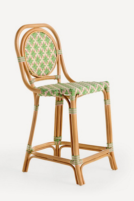 Coastal Rattan Bistro Counter Stool Chair