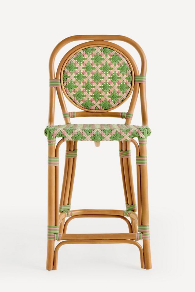 Coastal Rattan Bistro Counter Stool Chair #1