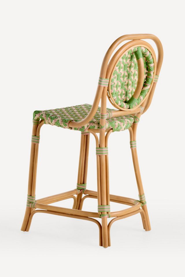 Coastal Rattan Bistro Counter Stool Chair #3