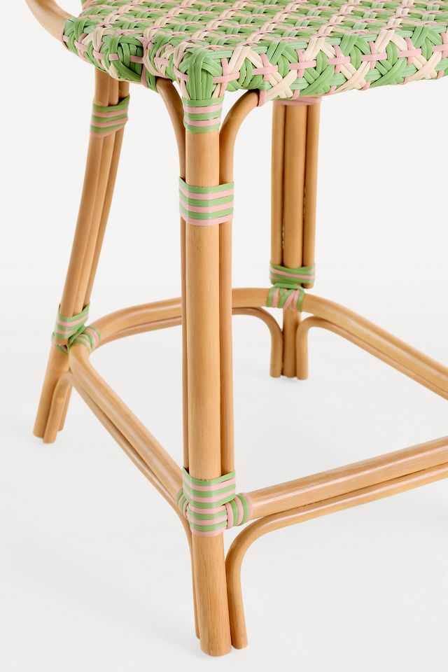 Coastal Rattan Bistro Counter Stool Chair #5
