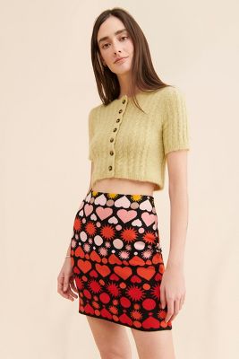 Maeve Hearts Slim Sweater Mini Skirt | Anthropologie
