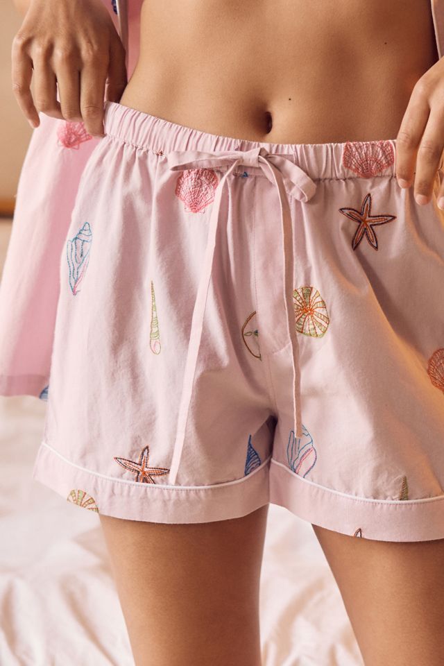 Printfresh Embroidered Seashell Short Pajama Set #1