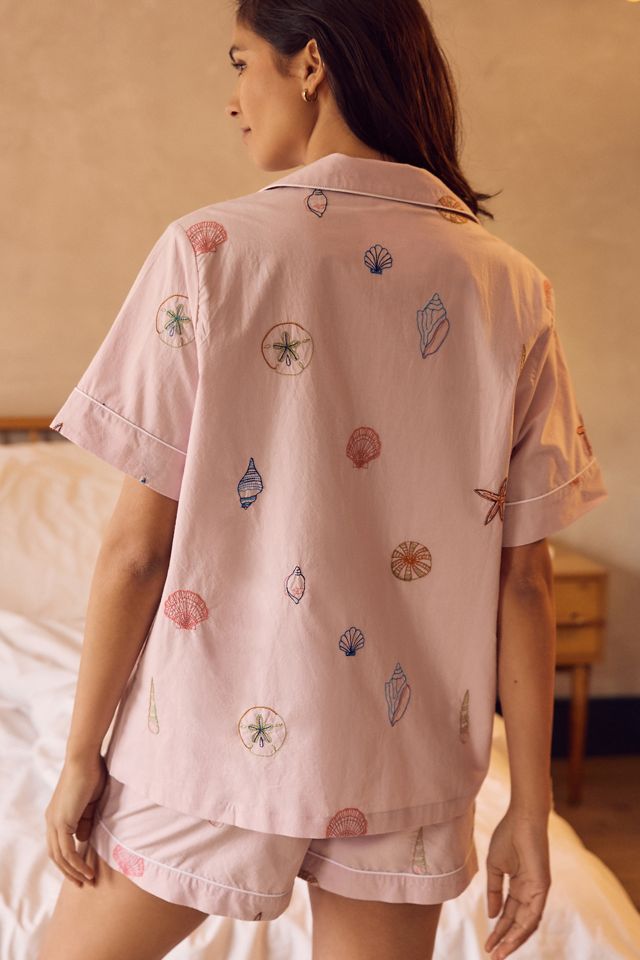 Printfresh Embroidered Seashell Short Pajama Set #4
