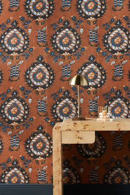 Mind The Gap Chesterfield Wallpaper in Brown/Tan