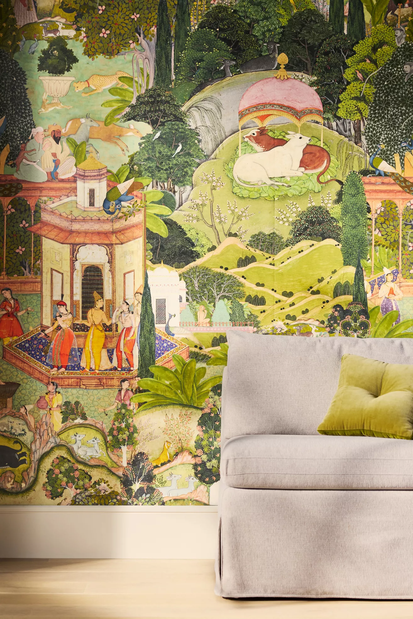 MINDTHEGAP Gardens of Jaipur Green Animal Landscape Wallpaper