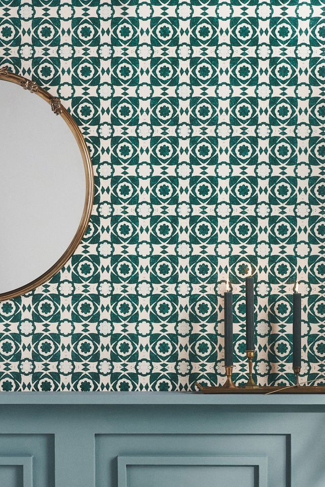 MINDTHEGAP Aegean Tiles Indigo Geometric Wallpaper