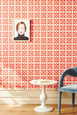 Mind The Gap Aegean Tiles Wallpaper In Red
