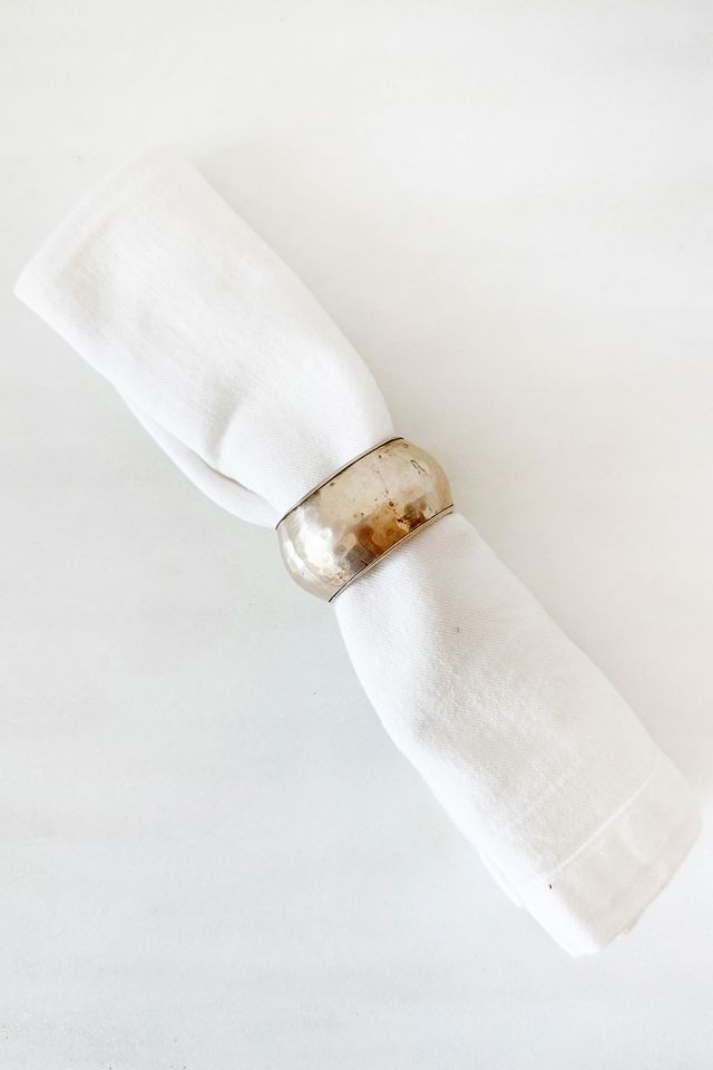 Old Flame Candle Co. Hammered Brass Napkin Rings Set #1