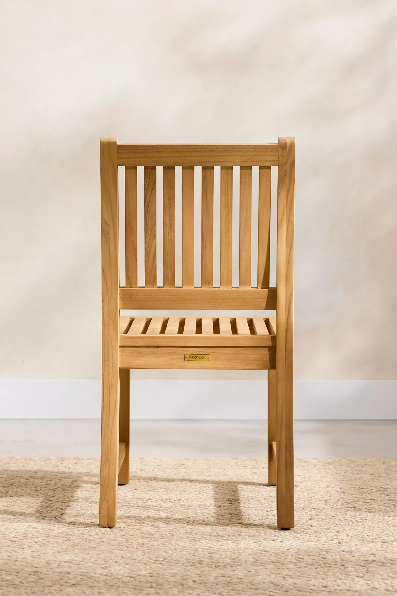 Back view with label on chair