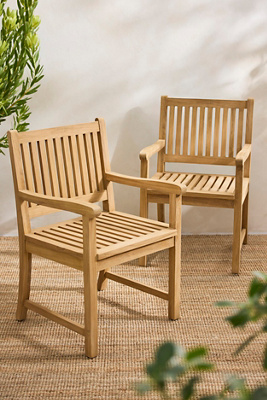 Terrain Classic Teak Armchairs, Set Of 2 In Brown