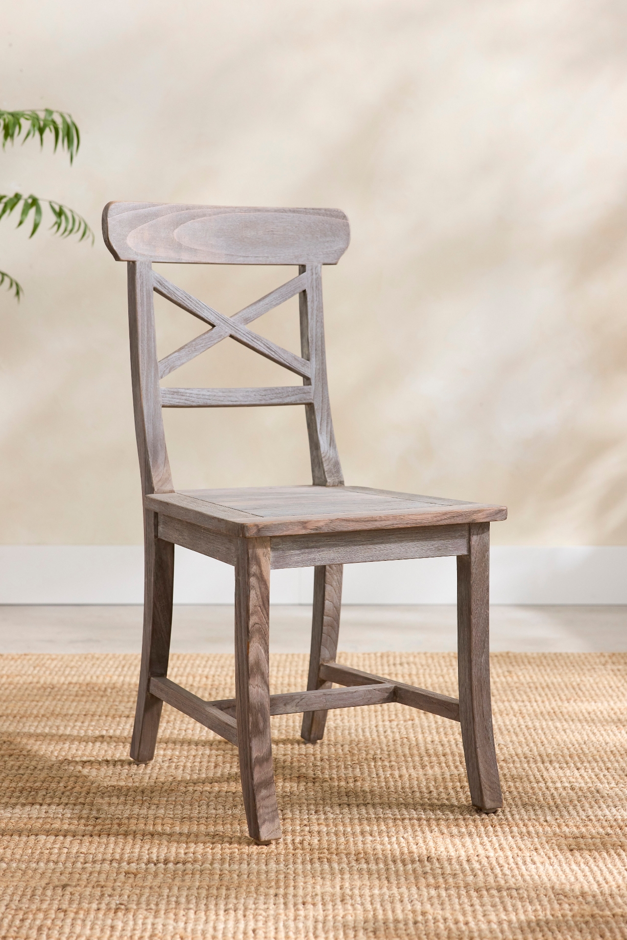 Crossback Teak Side Chairs, Set of 2