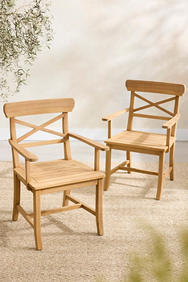 Terrain Crossback Teak Armchairs, Set Of 2 In Neutral