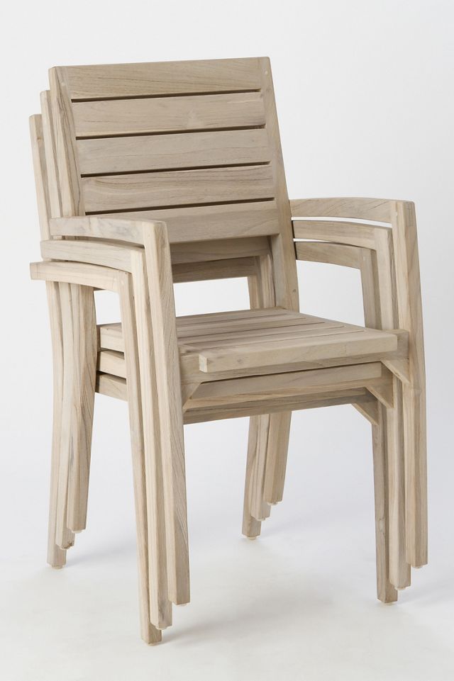 Vista Slatted Teak Stacking Armchairs, Set of 2 #10