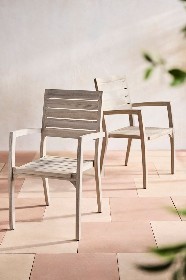 Vista Slatted Teak Stacking Armchairs, Set of 2 #1
