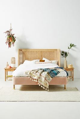 Anthropologie Heatherfield Primrose Valencia Velvet Bed By  In White Size Q Top/bed