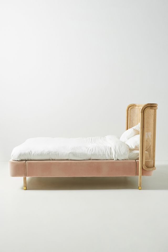 Heatherfield Primrose Velvet Bed with Caning Headboard