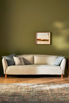 Amber Lewis For Anthropologie Belgian Linen Curved Sofa