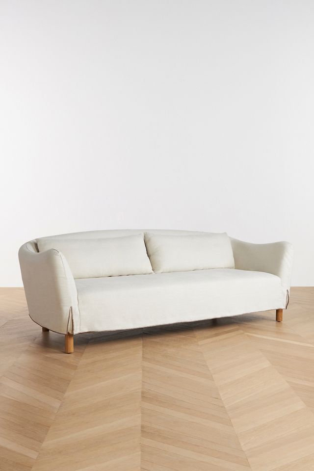 Amber Lewis for Anthropologie Belgian Linen Curved Sofa #2