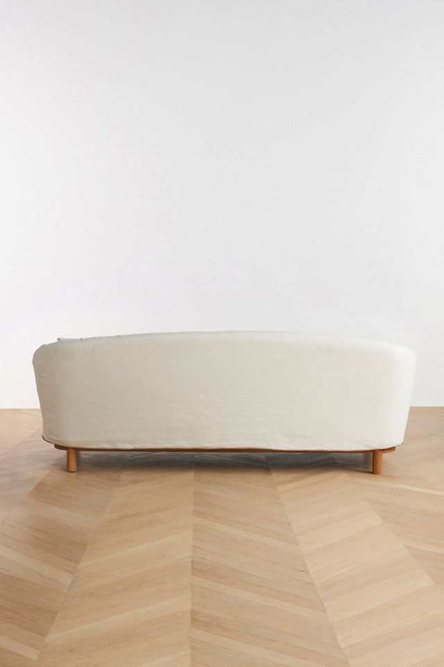 Amber Lewis for Anthropologie Belgian Linen Curved Sofa #4