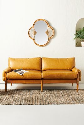 Anthropologie Rhys Two-cushion Premium Leather Sofa By  In Brown Size 80 In