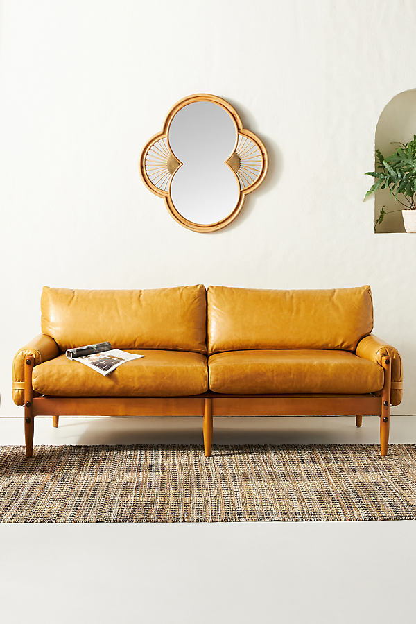 Shop Anthropologie Rhys Two-cushion Premium Leather Sofa