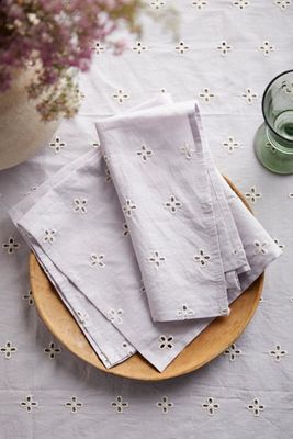 Lavender Eyelet Napkins, Set of 2