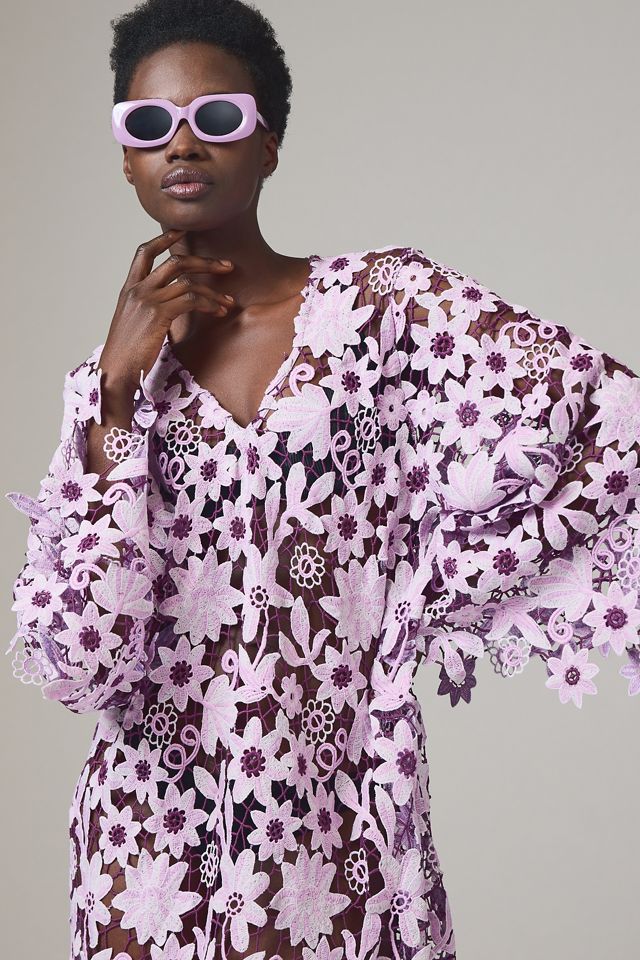 By Anthropologie Floral Lace Kaftan #2