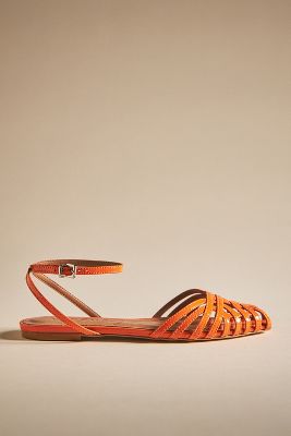 Vicenza Patent Strappy Sandals In Orange