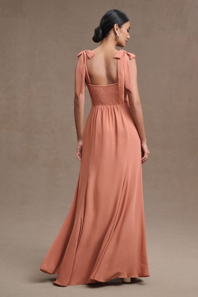 BHLDN Clara Shoulder-Tie Square-Neck Georgette Gown #2