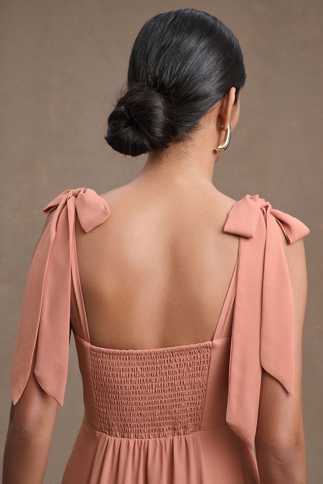 BHLDN Clara Shoulder-Tie Square-Neck Georgette Gown #3