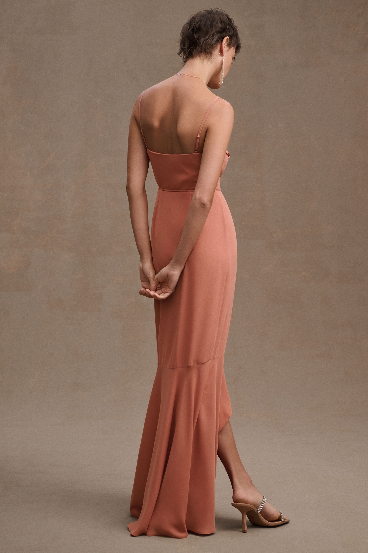 BHLDN Hailee Ruffle-Neck Wrap Georgette Gown