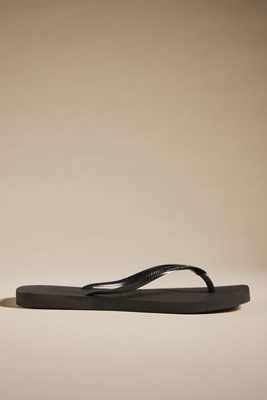 Havaianas Womens Textured Slip-on Thong Sandals In Black