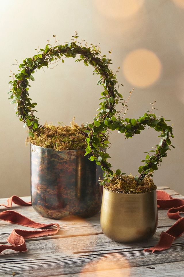 Angel Vine Heart Topiary, Gold Metal Pot #3