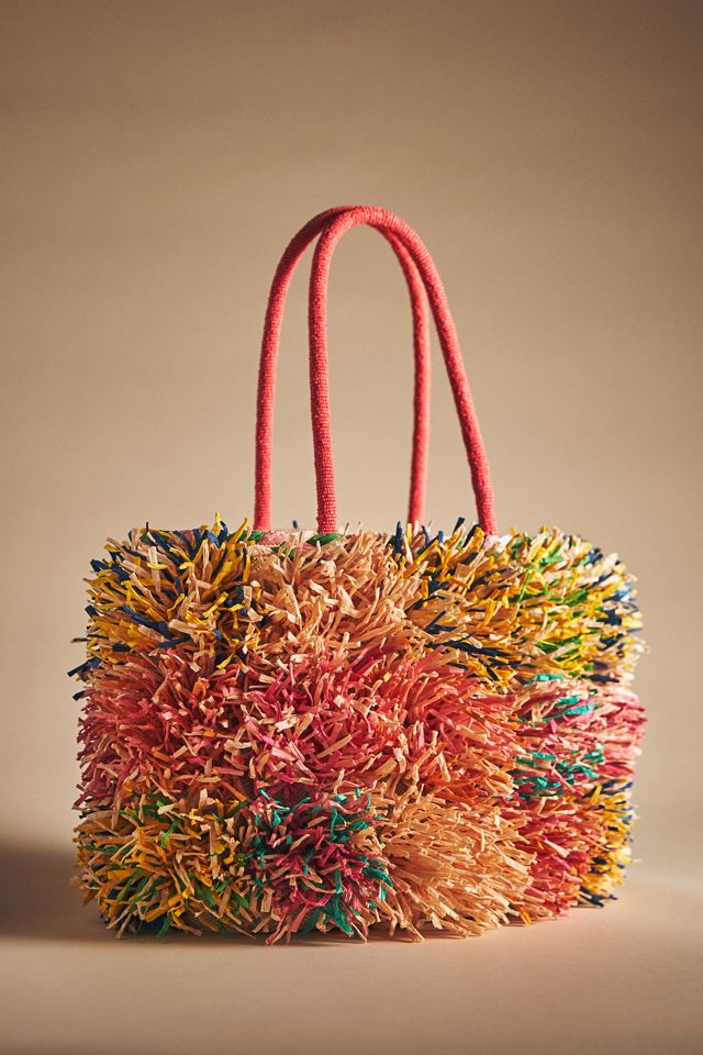 Paper Raffia Fringe Tote #1