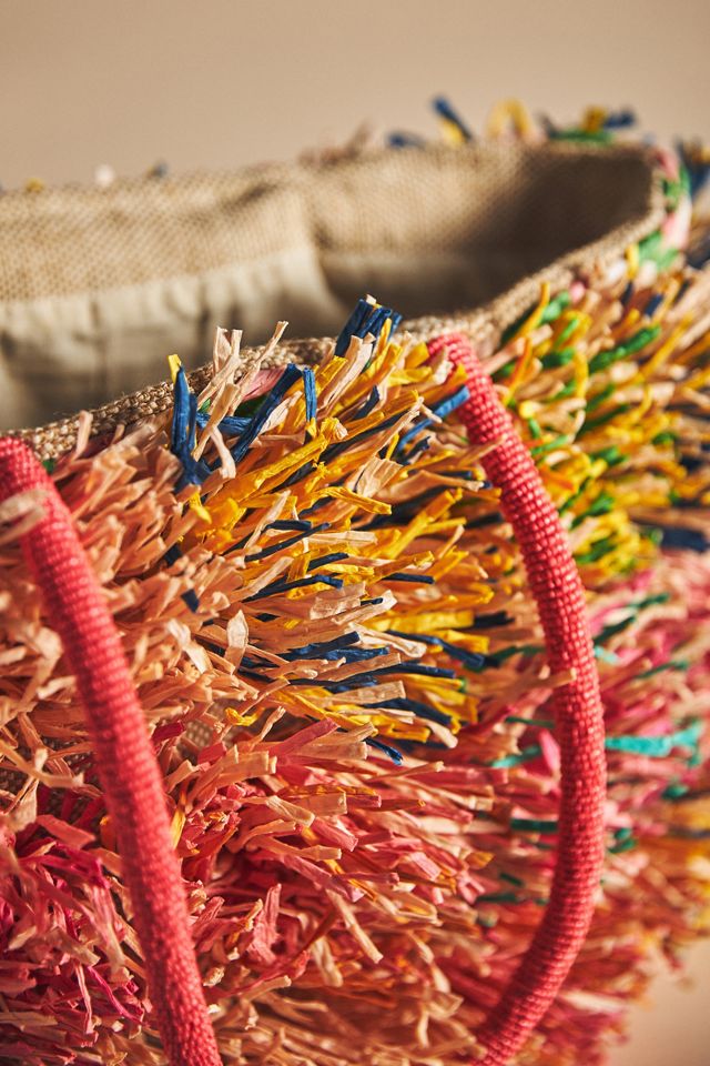 Paper Raffia Fringe Tote #2