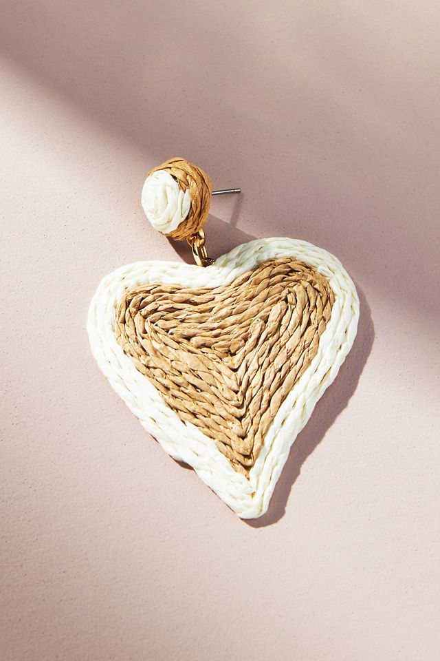 Raffia Heart Earrings #1