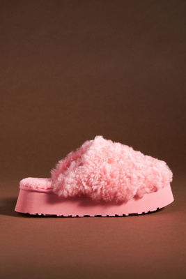 Ugg Maxi Curly Platform Slide Slippers In Pink