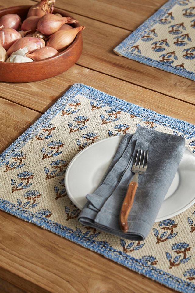 Blue Florals Cotton Placemats, Set of 4 #1