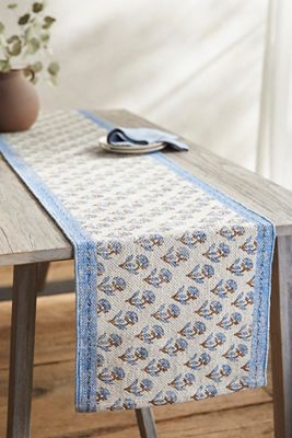 Blue Florals Cotton Runner