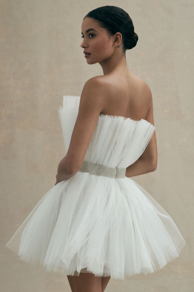 Bronx and Banco Anna Blanc Strapless Belted Tulle Mini Dress #2