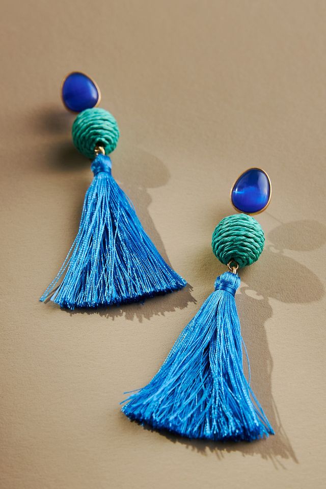 Raffia Tassel Earrings Anthropologie 6058