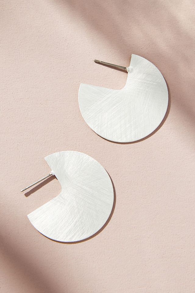 Scratched Metal Circle Earrings