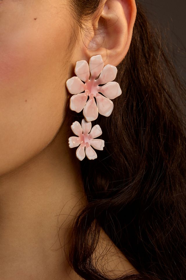 Painted Double-Flower Earrings #1