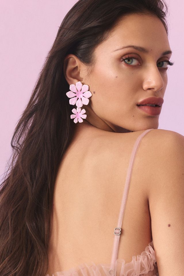 Painted Double-Flower Earrings #4