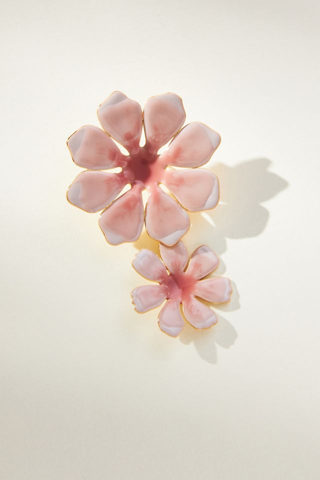 Painted Double-Flower Earrings #3