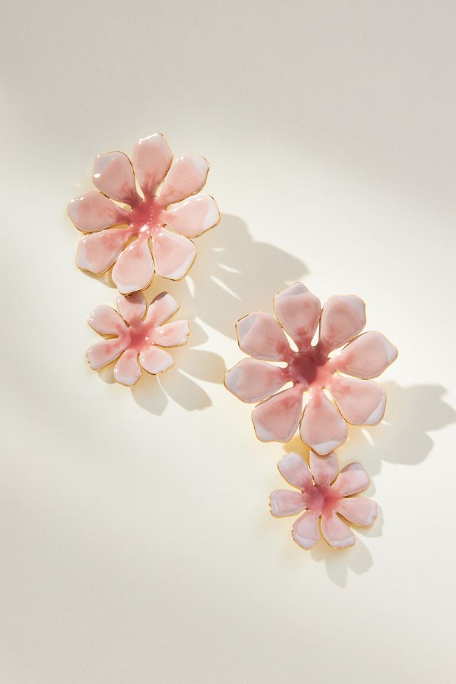 Painted Double-Flower Earrings #2