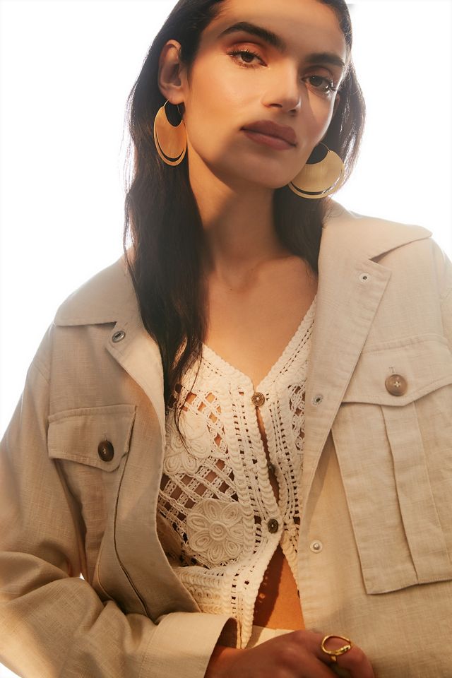 Scratched-Metal Hoop Earrings #3