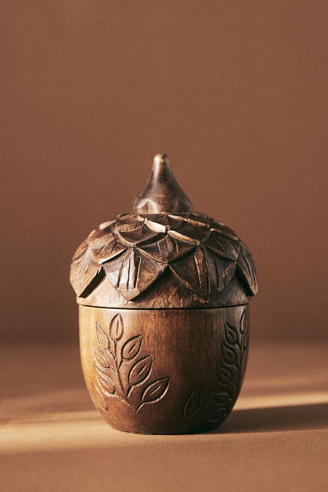 Small Spiced Acorn Leaf Wooden Acorn Candle #2
