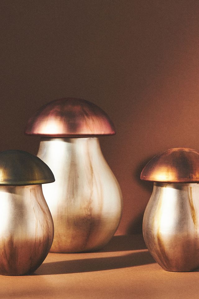 Oversized Mushroom Woody Leather & Leaves Glass Candle #2